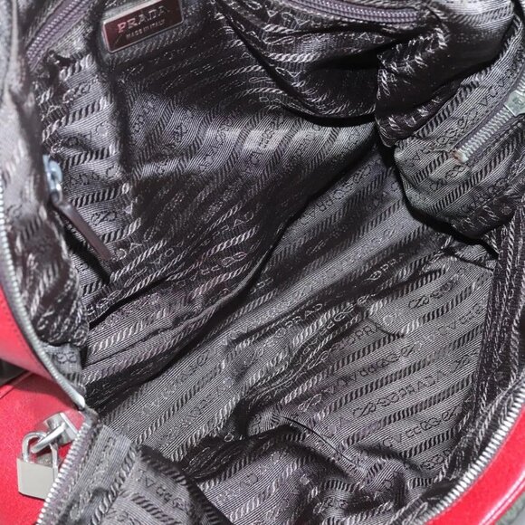 PRADA Hand Bag Nylon Leather Khaki Silver Auth bs24484 - Picture 10 of 16